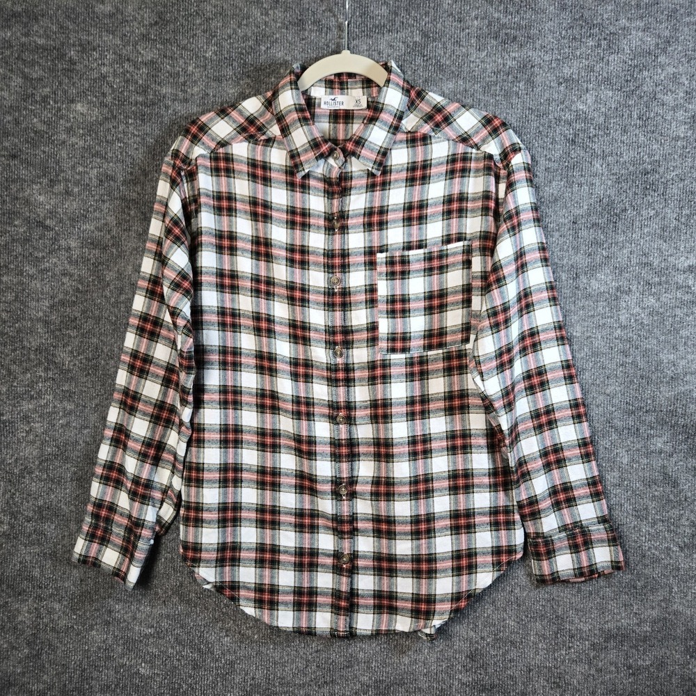 Hollister Shirt Womens XS Red Plaid Flannel Long Sleeve Button Up Cabin
